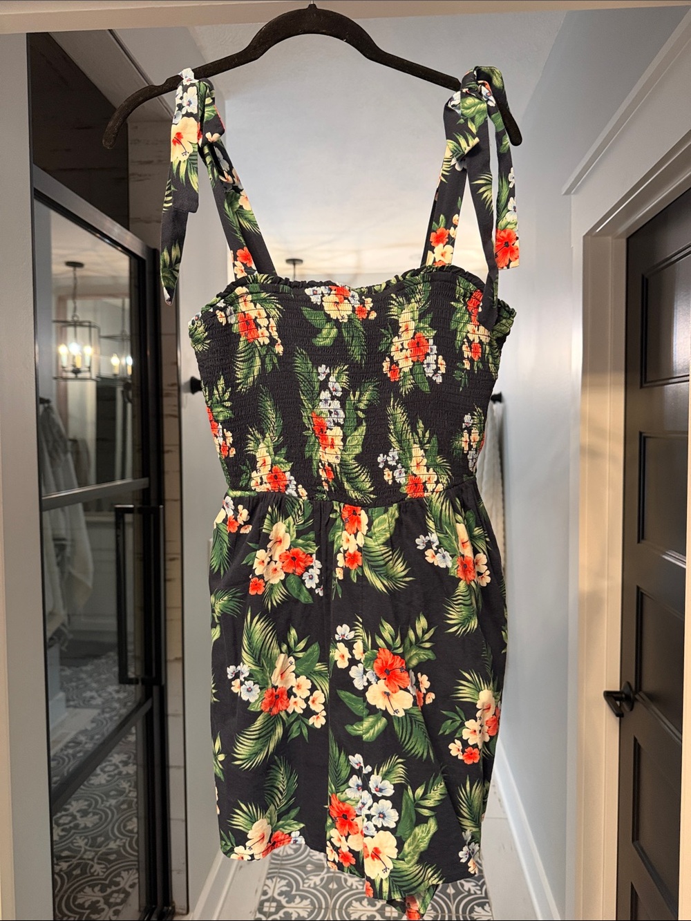 Old Navy Tropical Floral Tie-Shoulder Romper